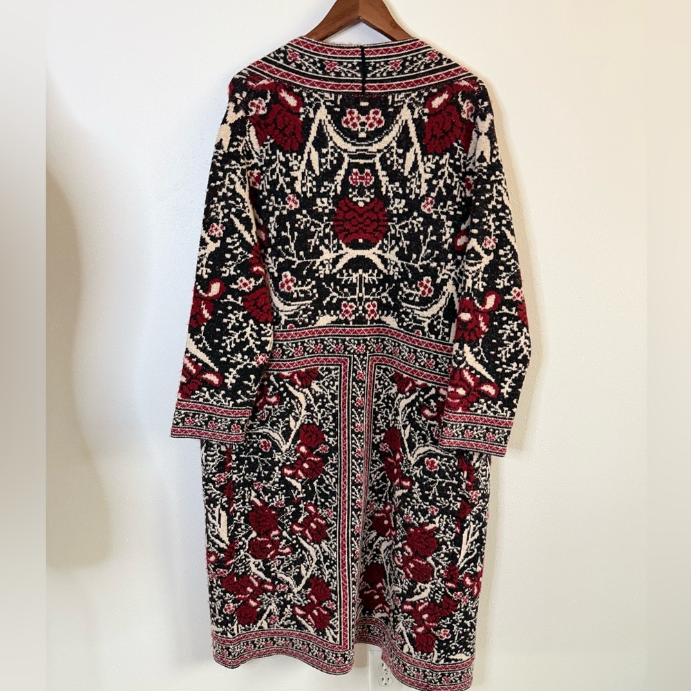 MaxSport Heavy Knit Tapestry Duster Coat Floral Black Red NWT Large - Picture 6 of 10
